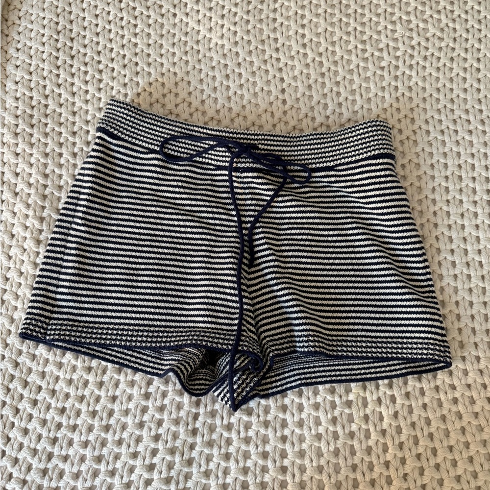 Reformation Black and White Striped High Waist Shorts